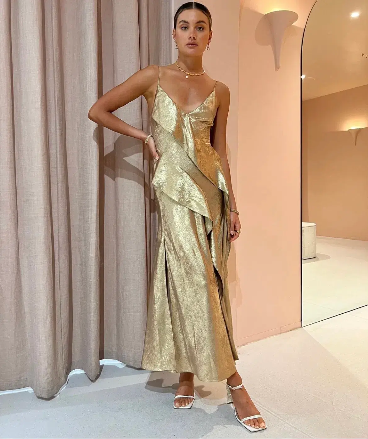 Acler Queensbridge Dress Gold Size 8  - Image 1