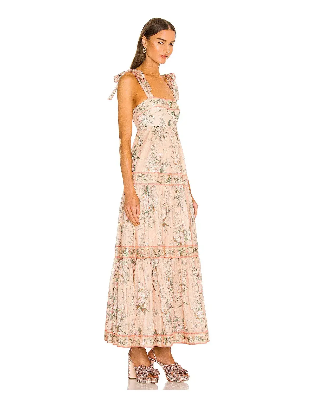 Zimmermann Moonshine Floral Tie Shoulder Maxi Dress Cream Print Size 1/Au 10  - Image 2