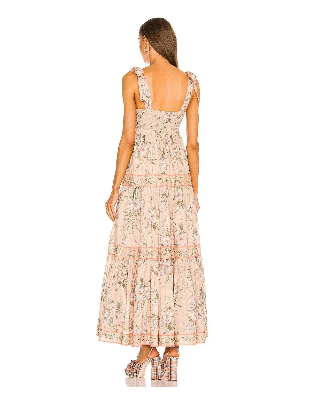 Zimmermann Moonshine Floral Tie Shoulder Maxi Dress Cream Print Size 1/Au 10  - Image 3