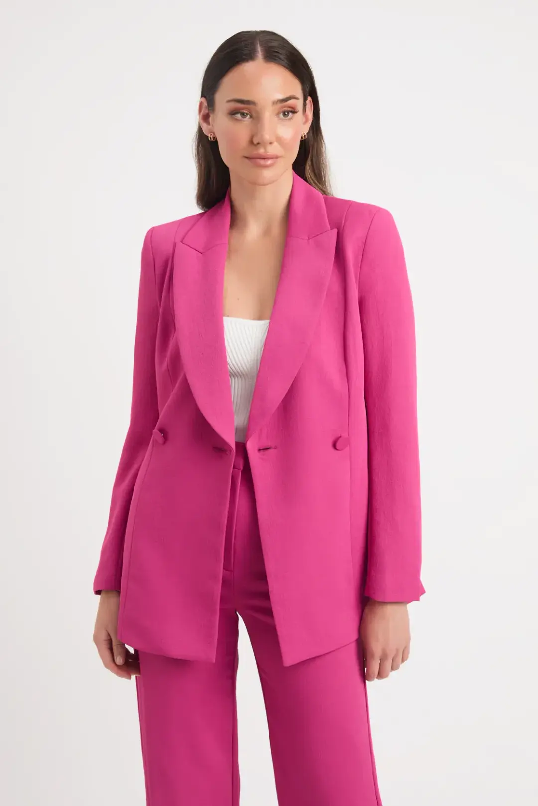 Kookai The Oyster Slim Blazer & Pants Set Fuchsia Size 8/34 for rent on The Volte - main image