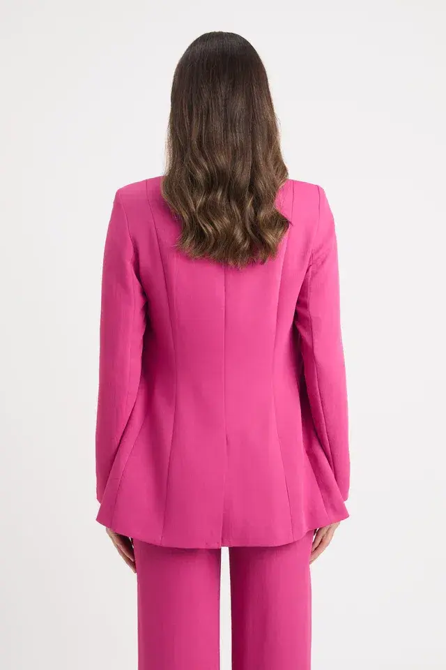 Kookai The Oyster Slim Blazer & Pants Set Fuchsia Size 8/34 - Image 3