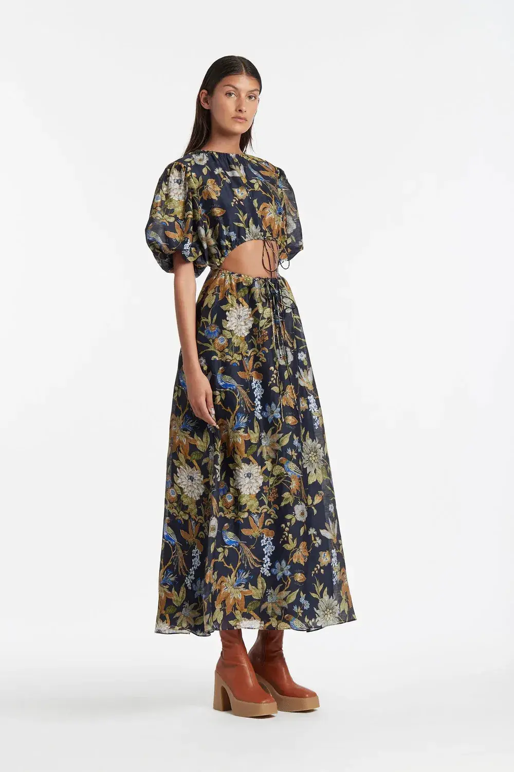Lilian Puff Sleeve Maxi Dress In Delia Print Size 3 / AU 12 - Image 1