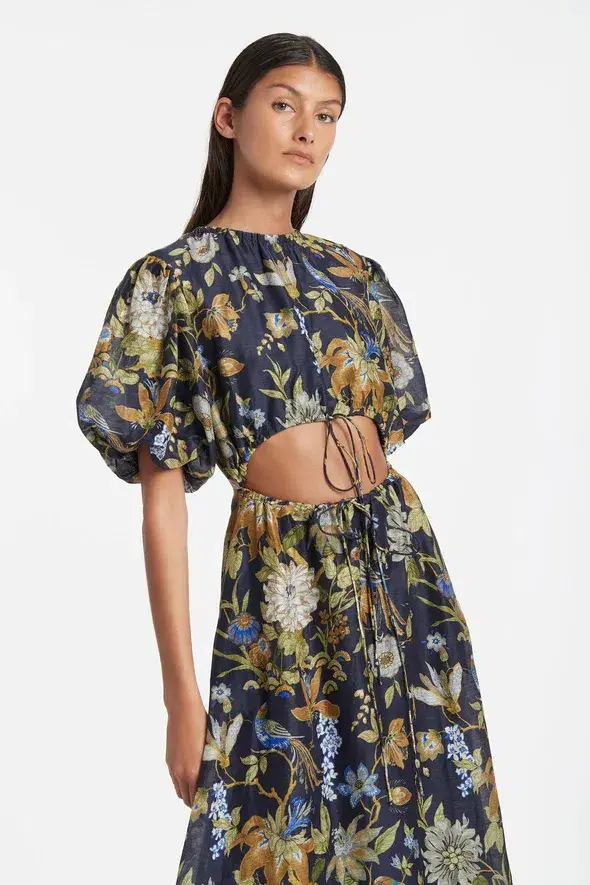 Lilian Puff Sleeve Maxi Dress In Delia Print Size 3 / AU 12 - Image 2