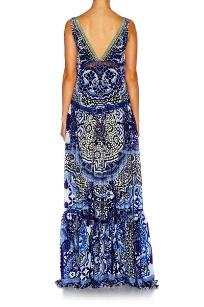 Camilla Under V-neck Gathered Tiered Maxi Dress The Medina Moon Size 14 - Image 6