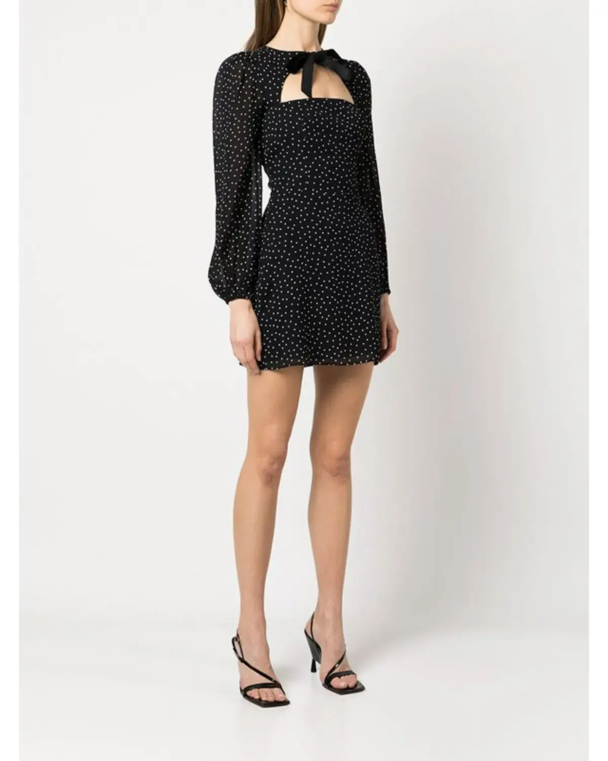 Reformation Terri Polka Dot Mini Dress Black Size AU 6  - Image 1