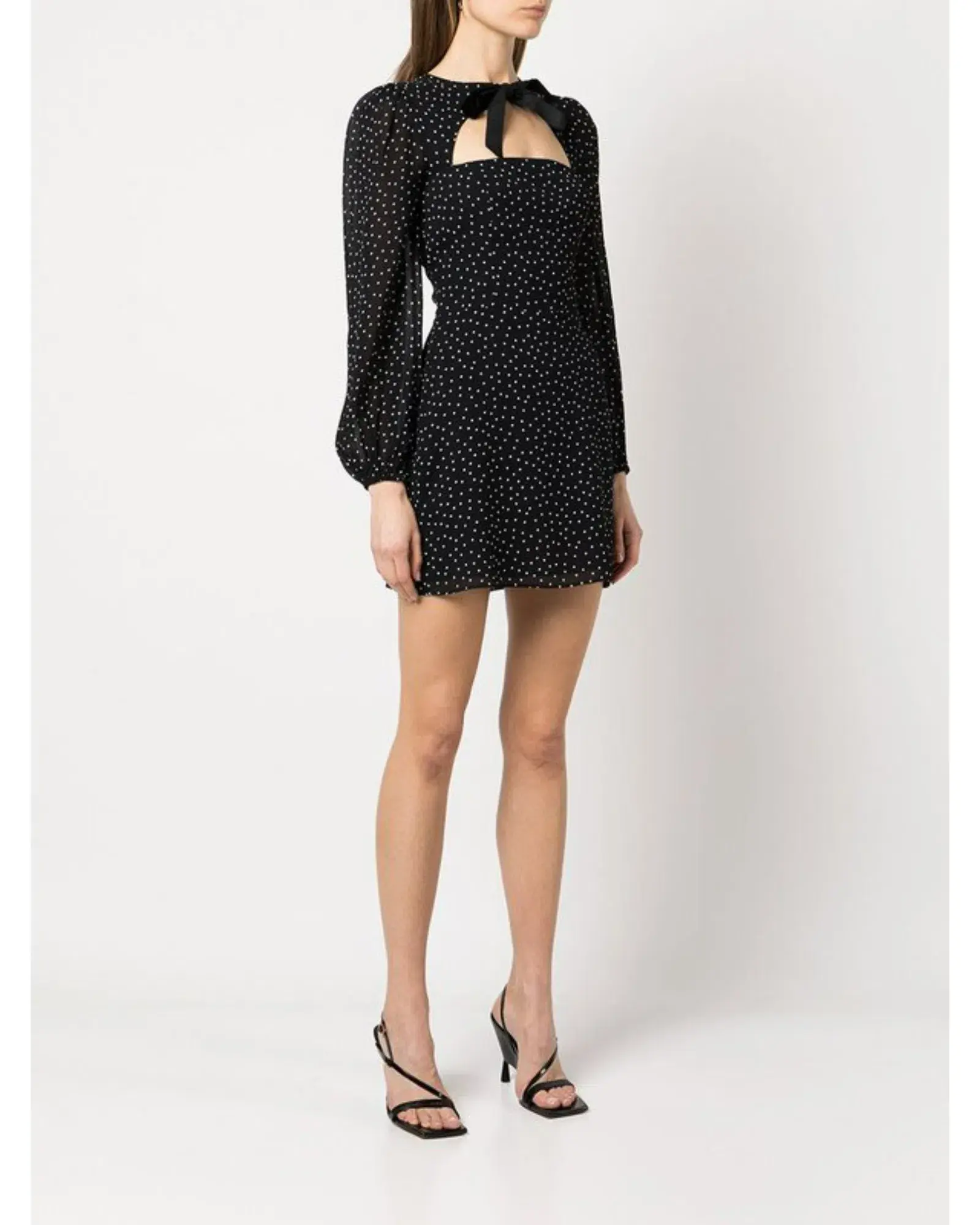Reformation Terri Polka Dot Mini Dress Black Size AU 6  - Image 1