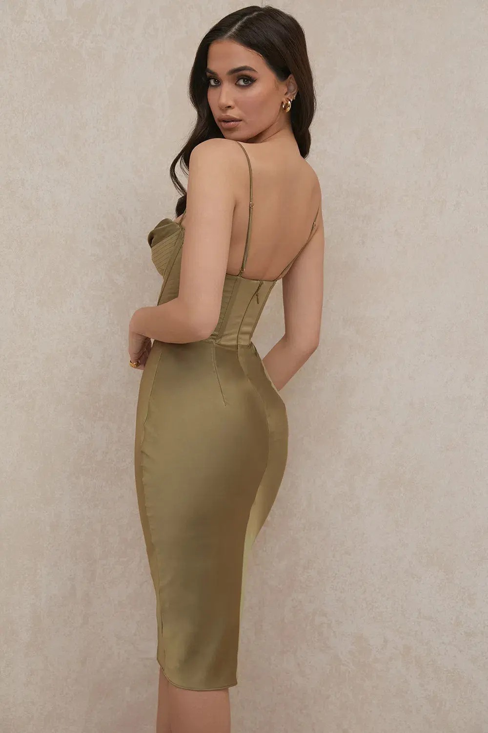 House of CB Myrna Corset Slip Dress Olive Green Size S / Au 8 - Image 2