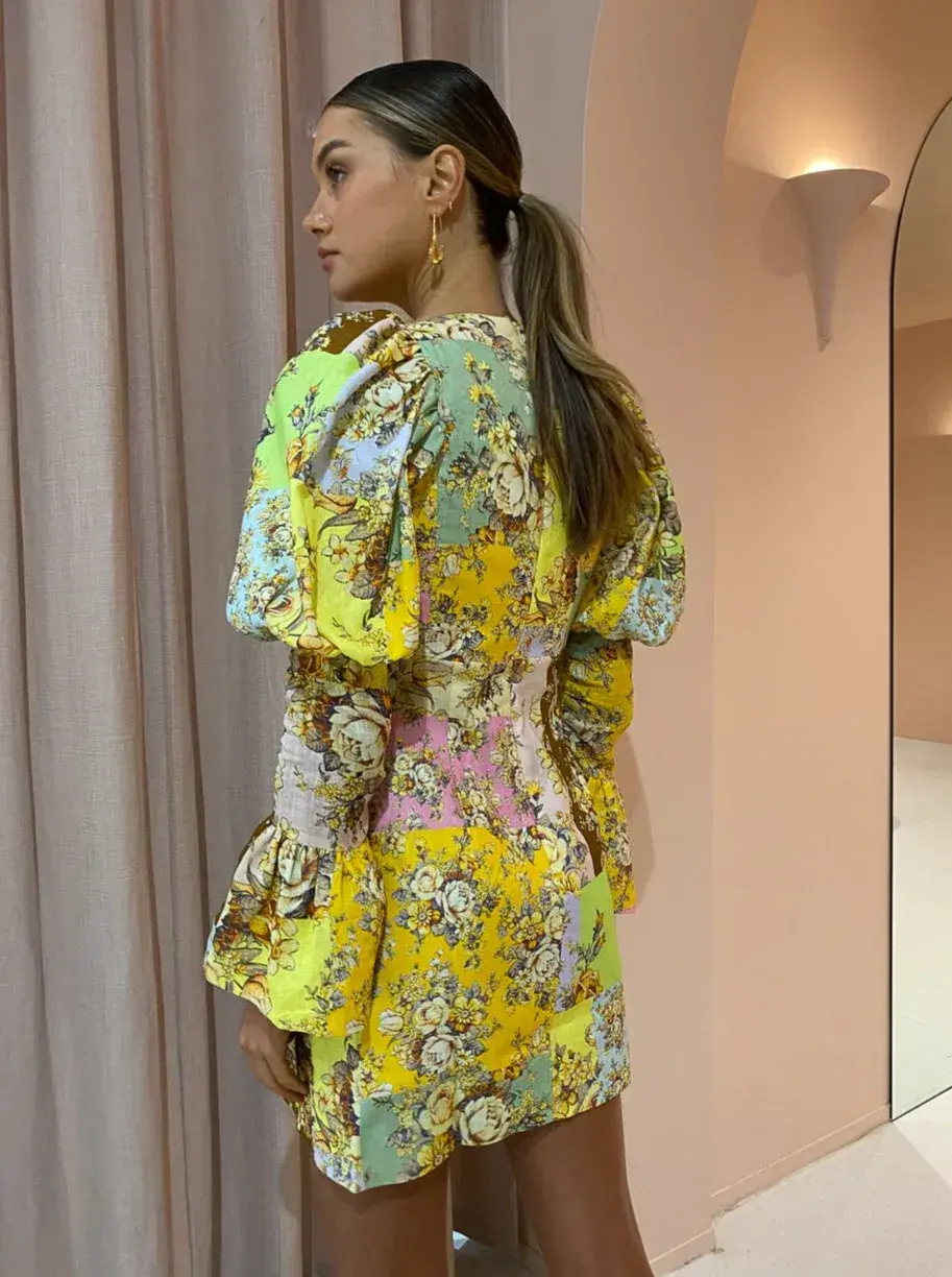 Alemais Matilde Puff Sleeve Mini Dress Print Size 10 - Image 3
