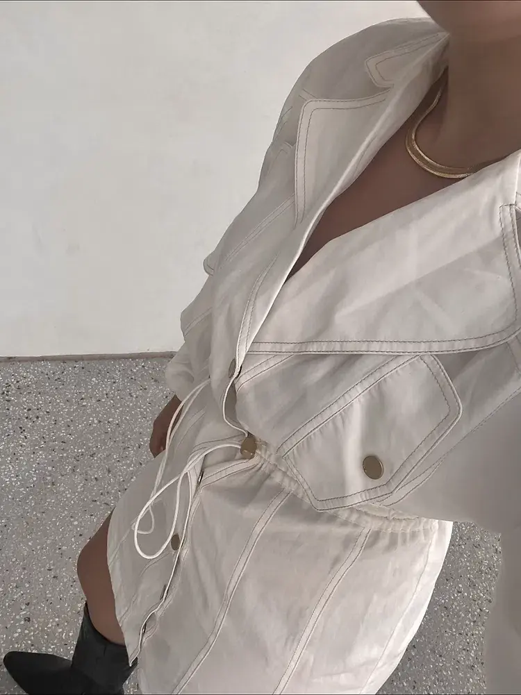 Aje Prima Trench Dress White Size 6  - Image 3