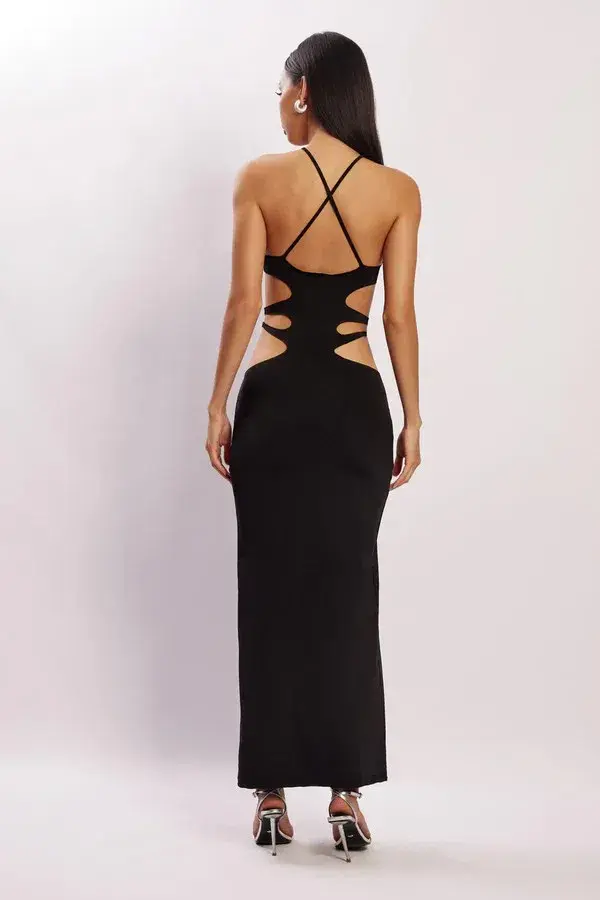 Meshki Eden Halter Maxi Dress Black Size XS/ Au 6 for rent on The Volte - main image