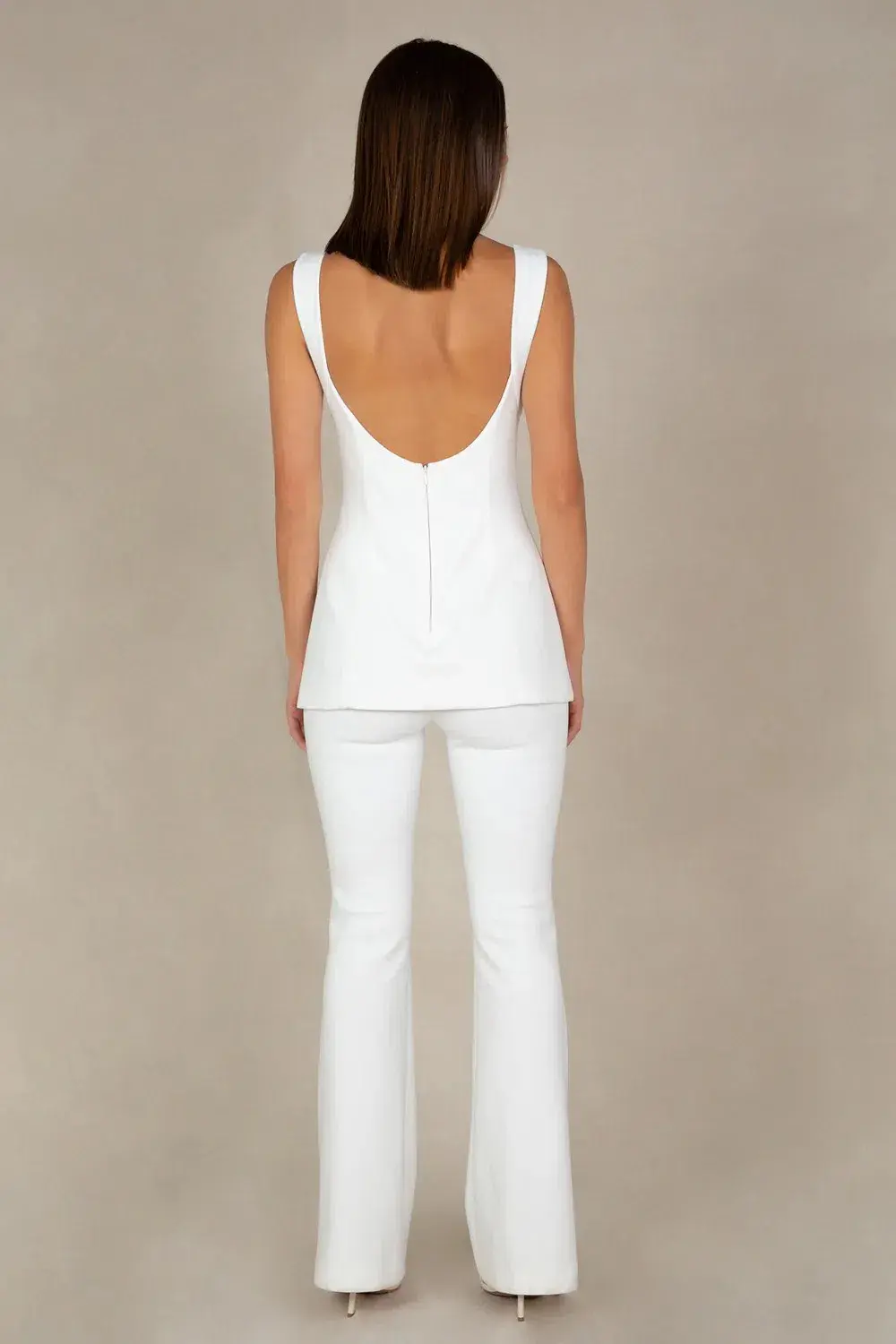 MISHA Costanza Bonded Crepe Jumpsuit White Size 6/XS - Image 3