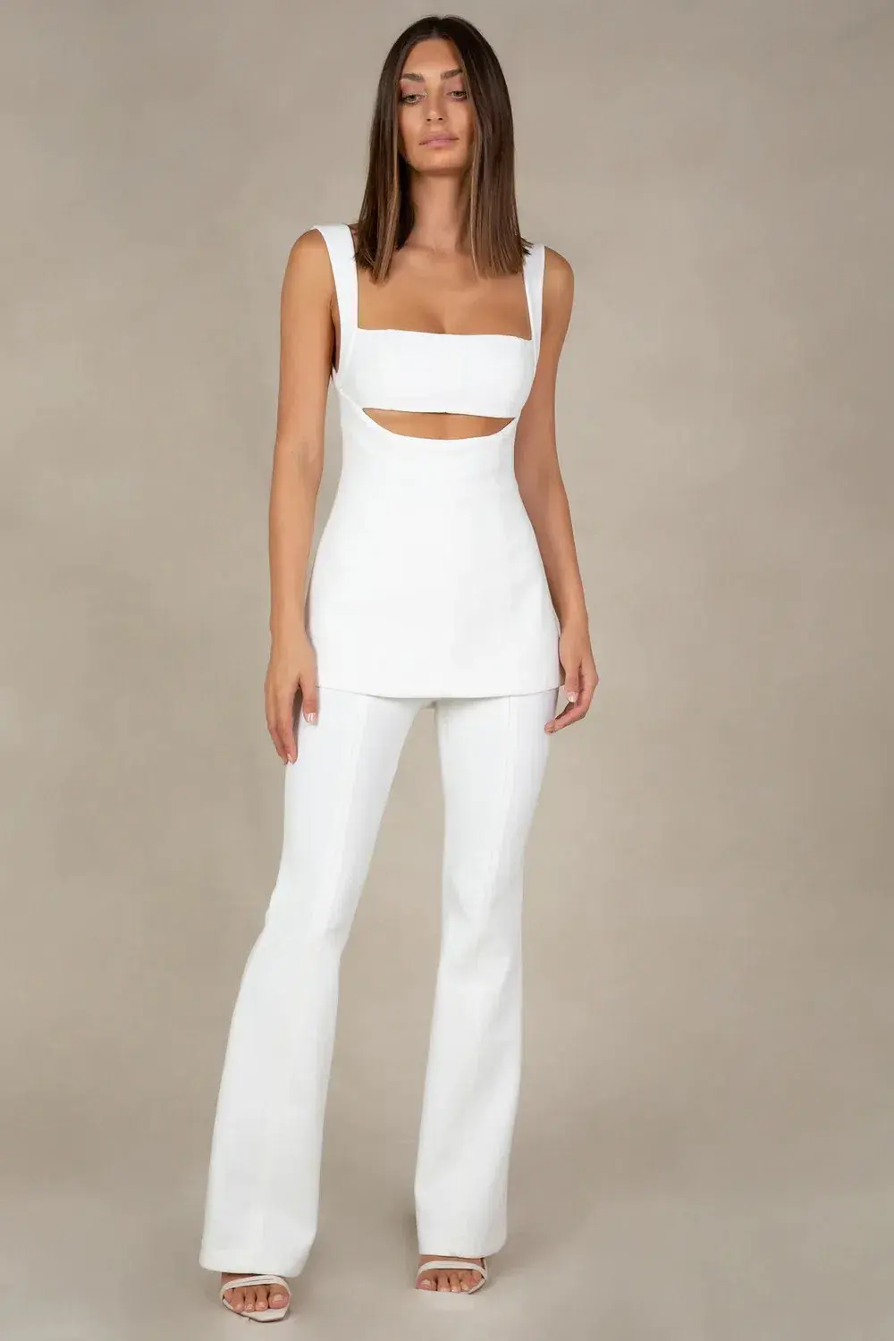 MISHA Costanza Bonded Crepe Jumpsuit White Size 6/XS - Image 1