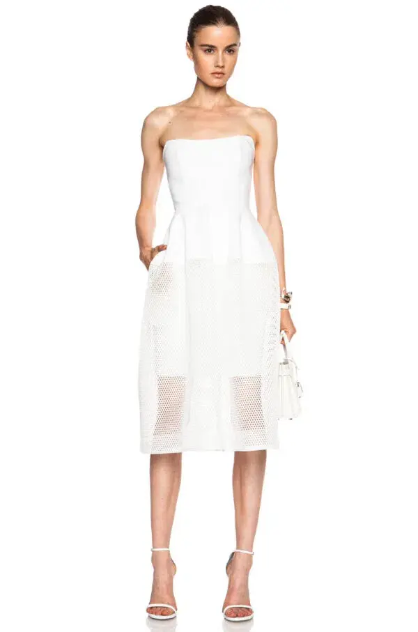 Nicholas the Label Honeycomb Mesh Ball Dress in White Size 8 - Image 1