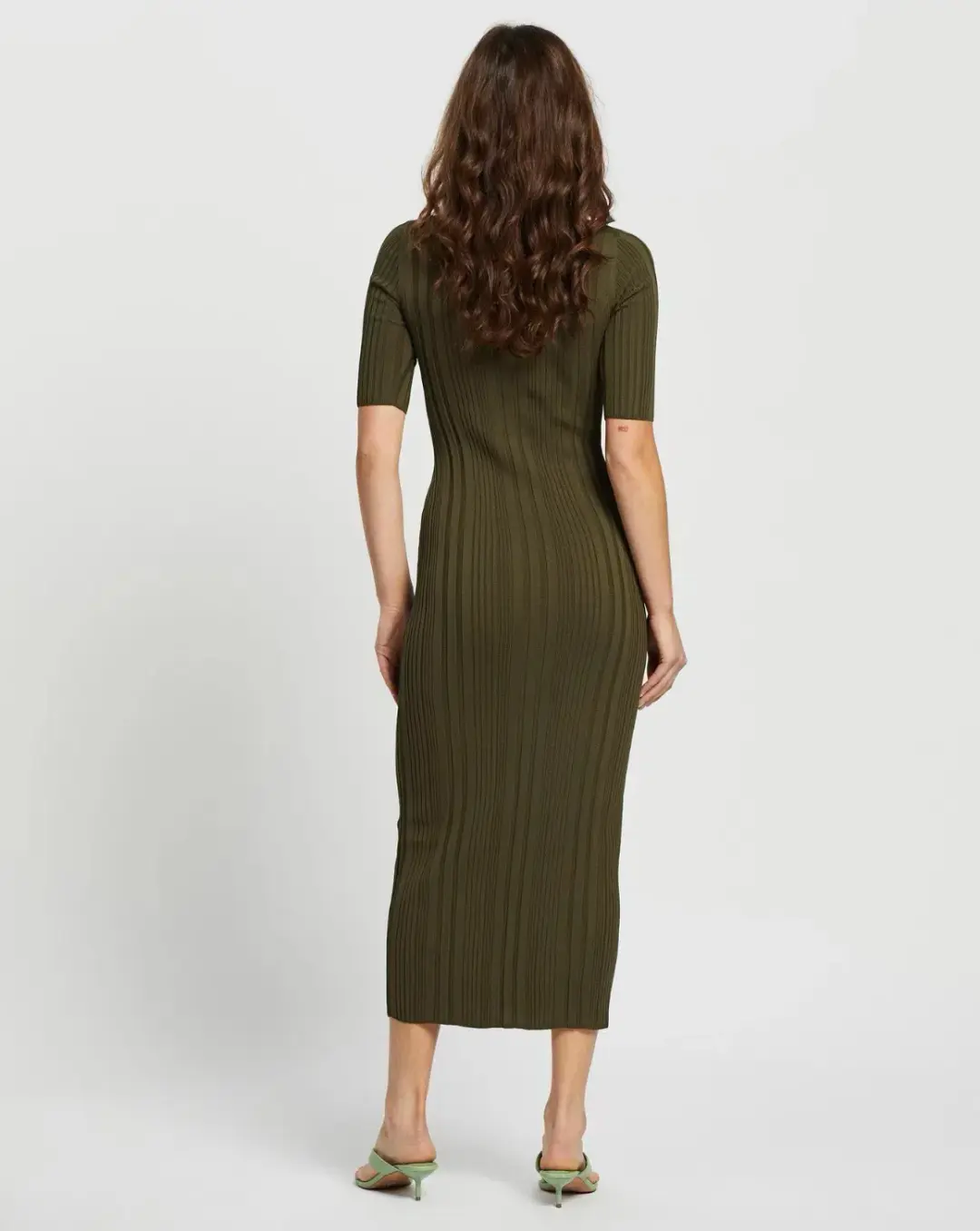 Bec & Bridge Esme Knit Midi Dress Olive Size 12 for rent on The Volte - main image