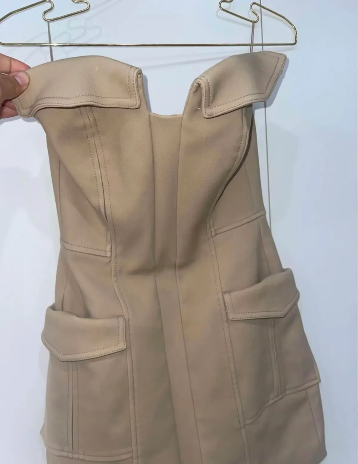 Dion Lee Pocket Bustier Dress Tan Size 6 - Image 5