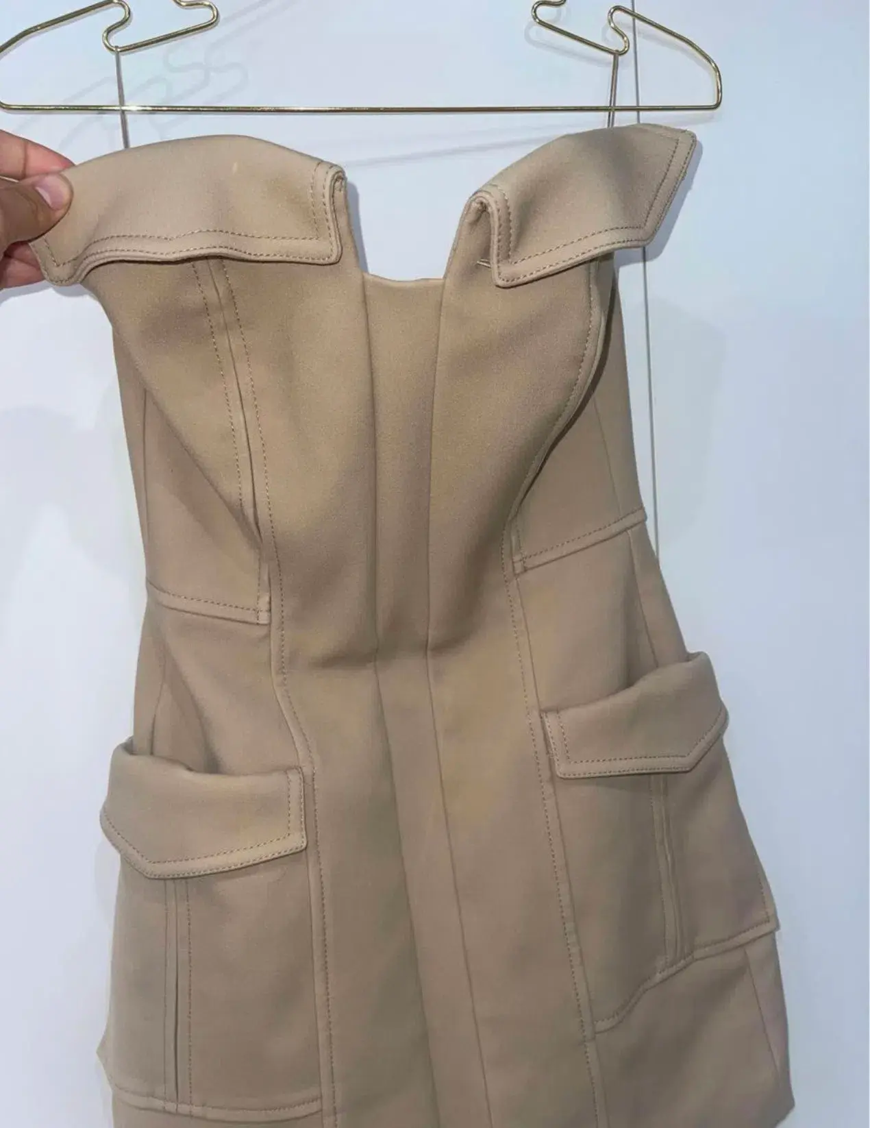 Dion Lee Pocket Bustier Dress Tan Size 6 - Image 5