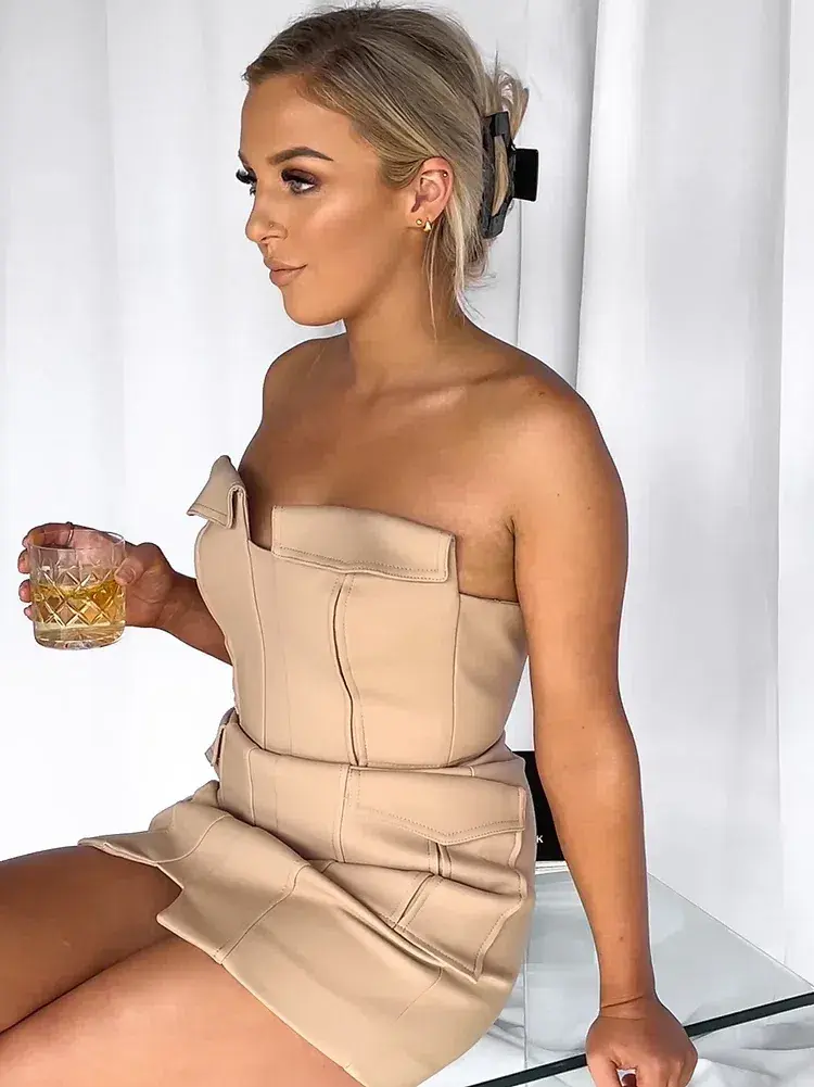 Dion Lee Pocket Bustier Dress Tan Size 6 - Image 2