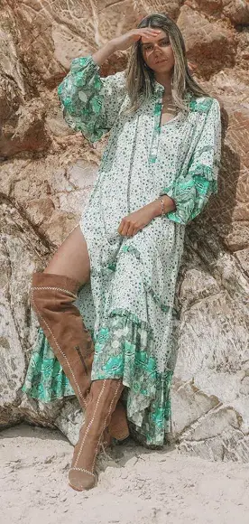 Spell & The Gypsy 'Unicorn Tears' Maxi Dress Green Size 8 - Image 1