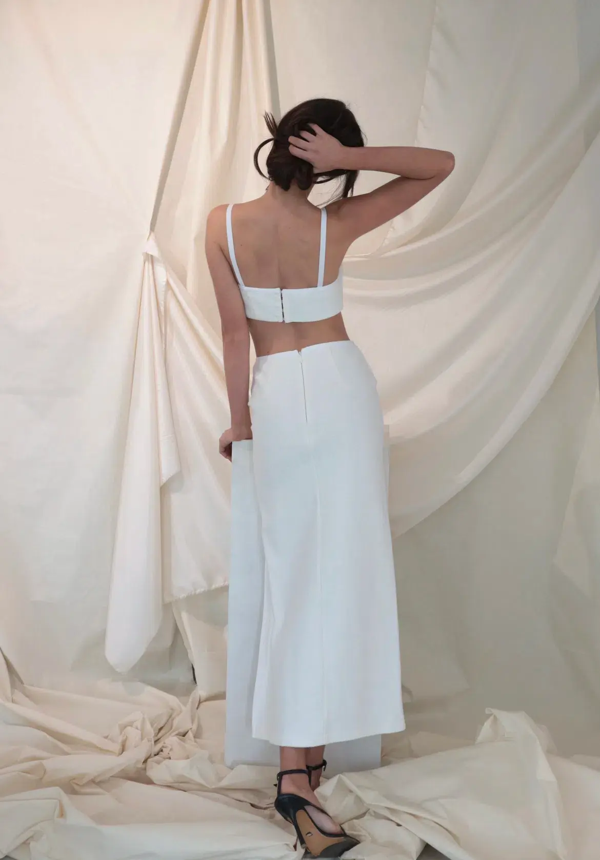Manning Cartell Canvas Raffia Crop Top and Midi Skirt Set White Size 8 - Image 4