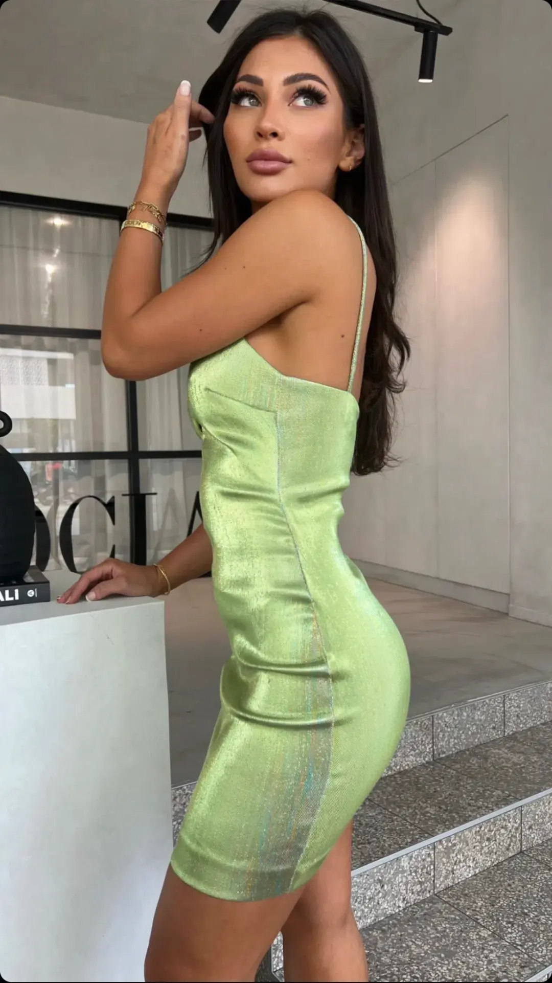 Bec & Bridge Lime Cordial Mini Dress Green Size 8 for rent on The Volte - main image