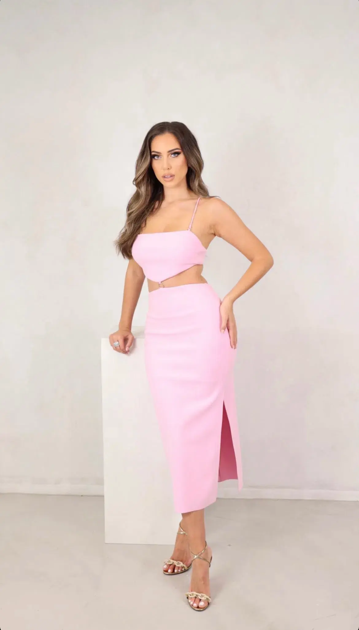 Bec & Bridge Alba Cut Out Midi Dress Pink Size 8 - Image 1