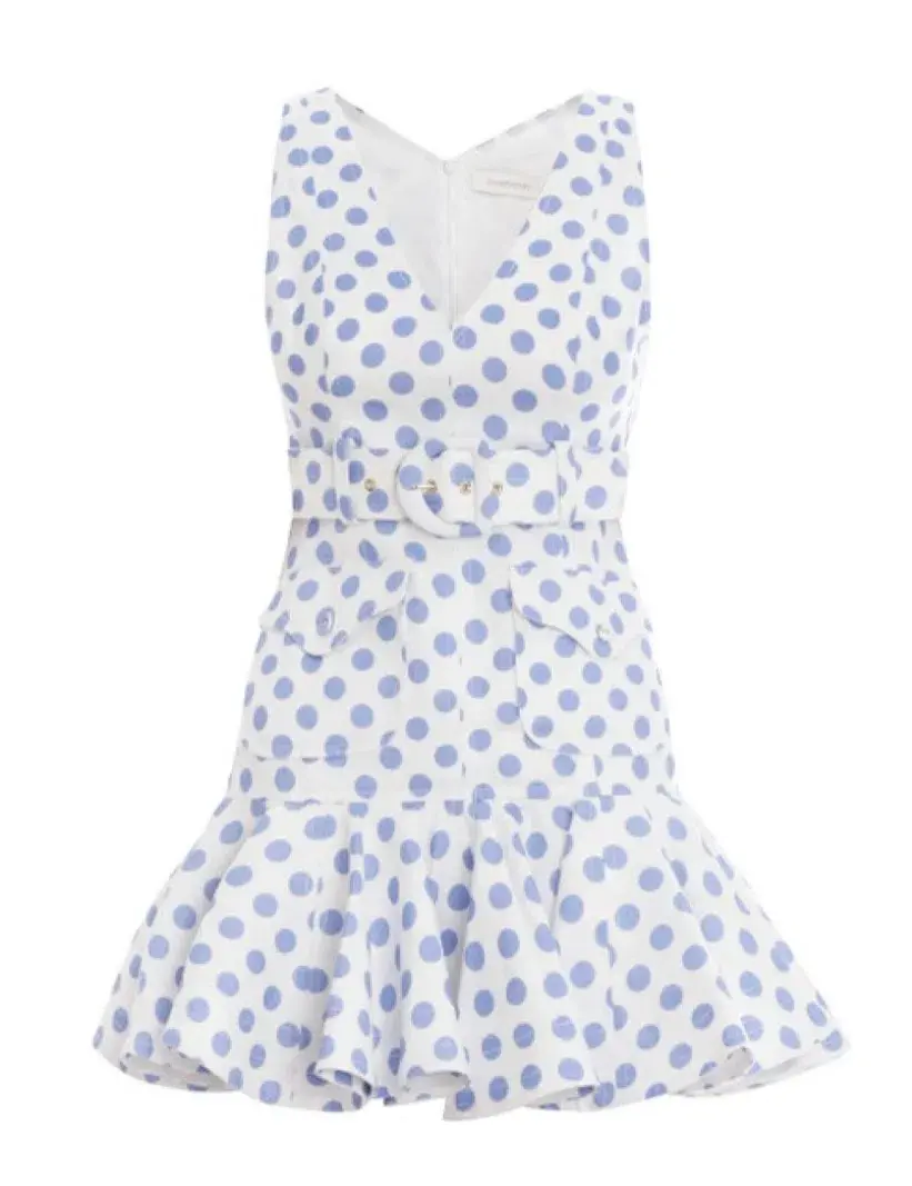 Zimmermann Super Eight Safari Mini Dress Ivory/Blue Dot Size 0/Au 6  - Image 4