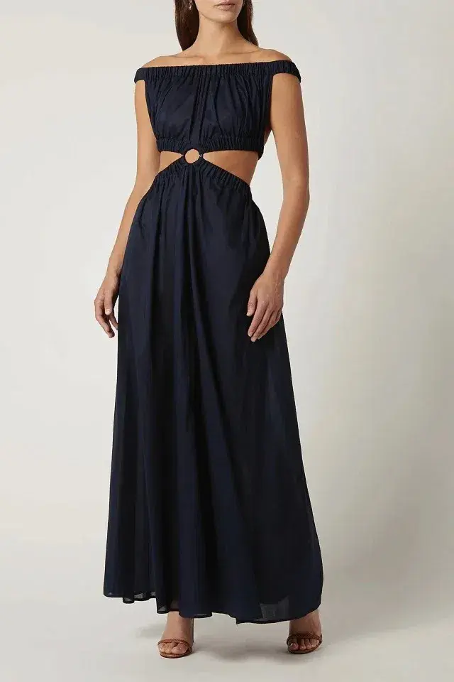 Scanlan Theodore Cotton Voil Ring Dress Navy Size M - Image 1