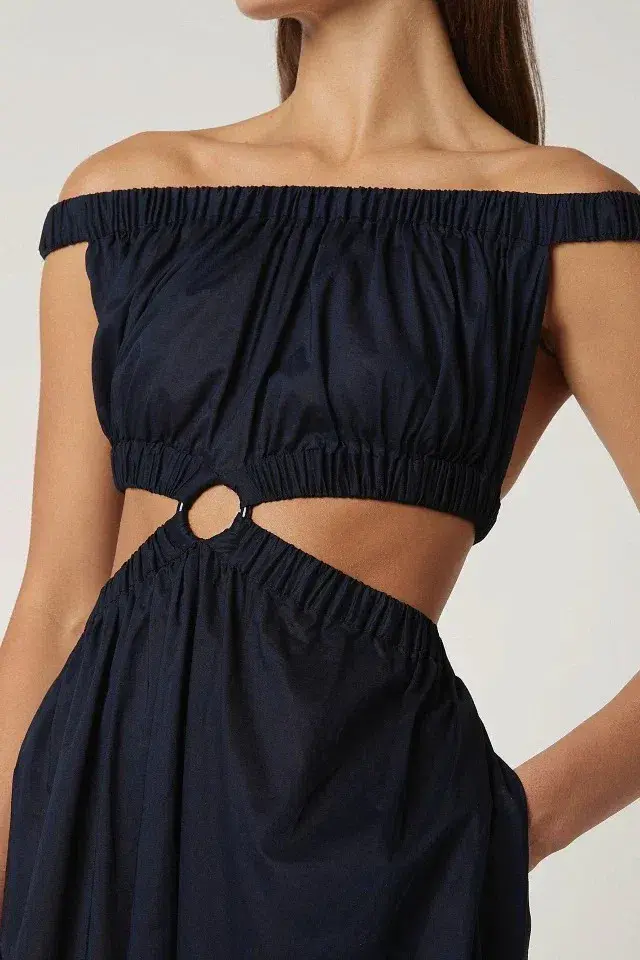 Scanlan Theodore Cotton Voil Ring Dress Navy Size M - Image 2