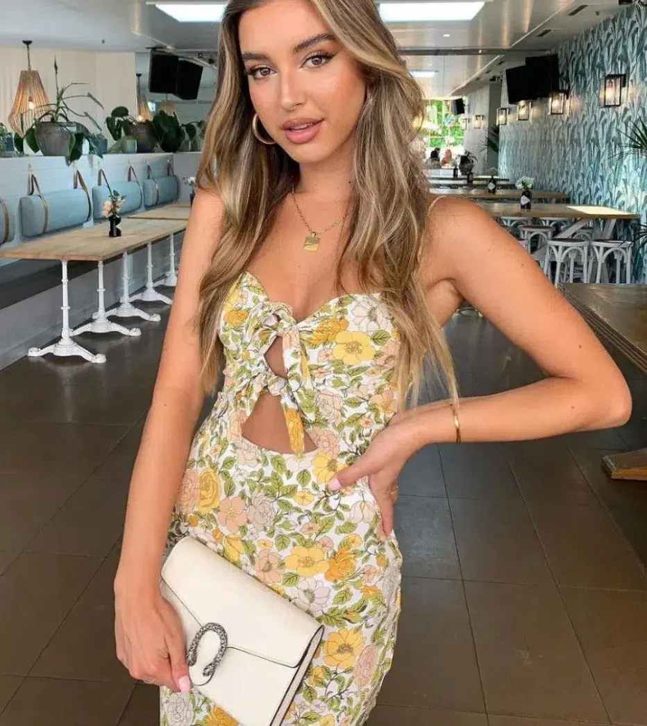 Bec & Bridge Brady Midi Dress Print Size 8 for rent on The Volte - main image