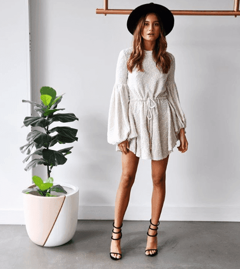 Shona Joy Aimee Balloon Sleeve Mini Dress White size 8 for rent on The Volte - main image