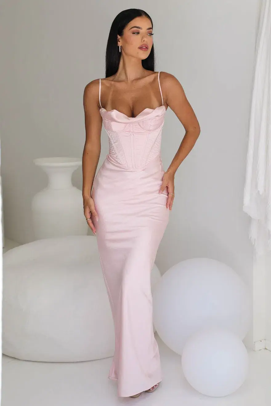 House of CB Charmaine Corset Maxi Dress Blush Pink Size 8 - Image 4