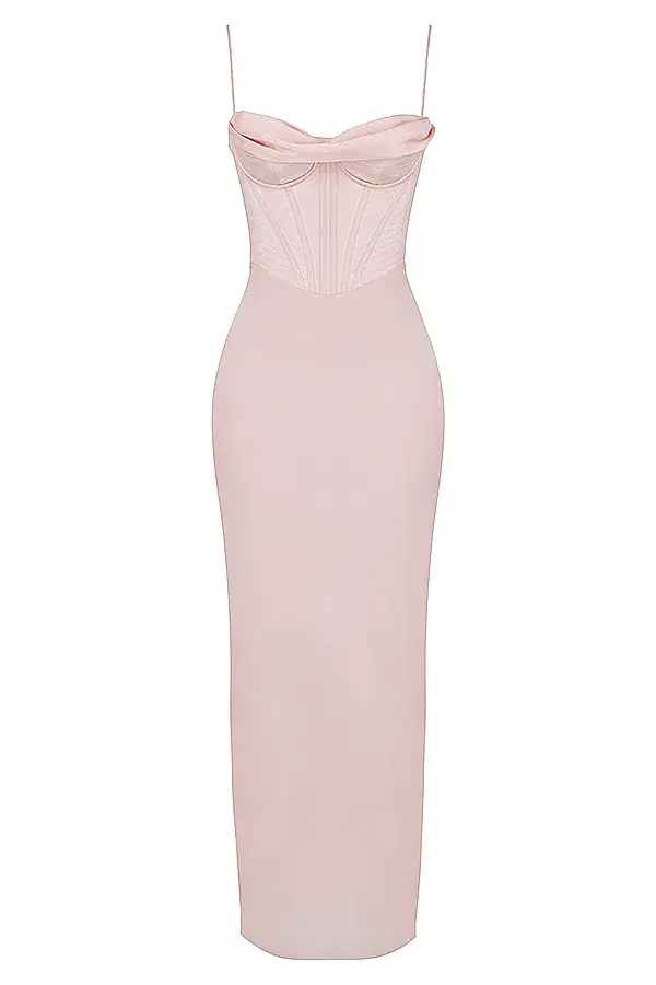 House of CB Charmaine Corset Maxi Dress Blush Pink Size 8 - Image 5