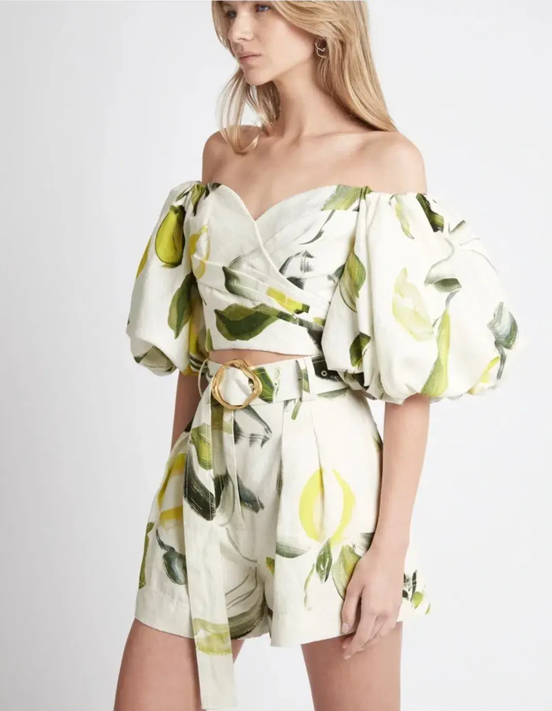 Aje Zest Off Shoulder Top Size 10 & Belted Short Size 12 Set Print - Image 2