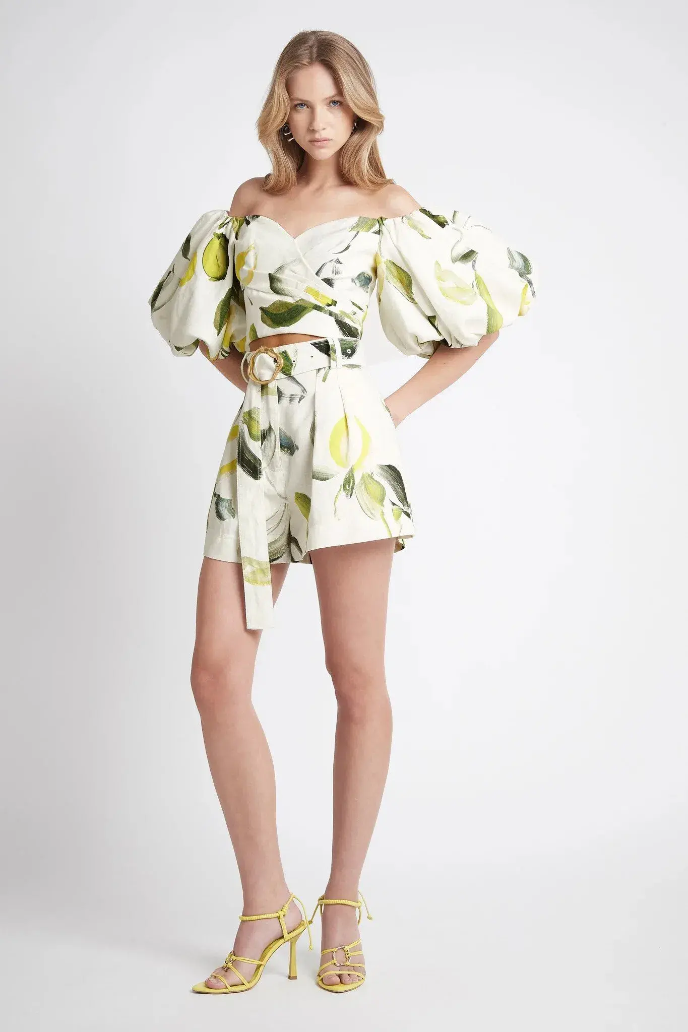 Aje Zest Off Shoulder Top Size 10 & Belted Short Size 12 Set Print - Image 1