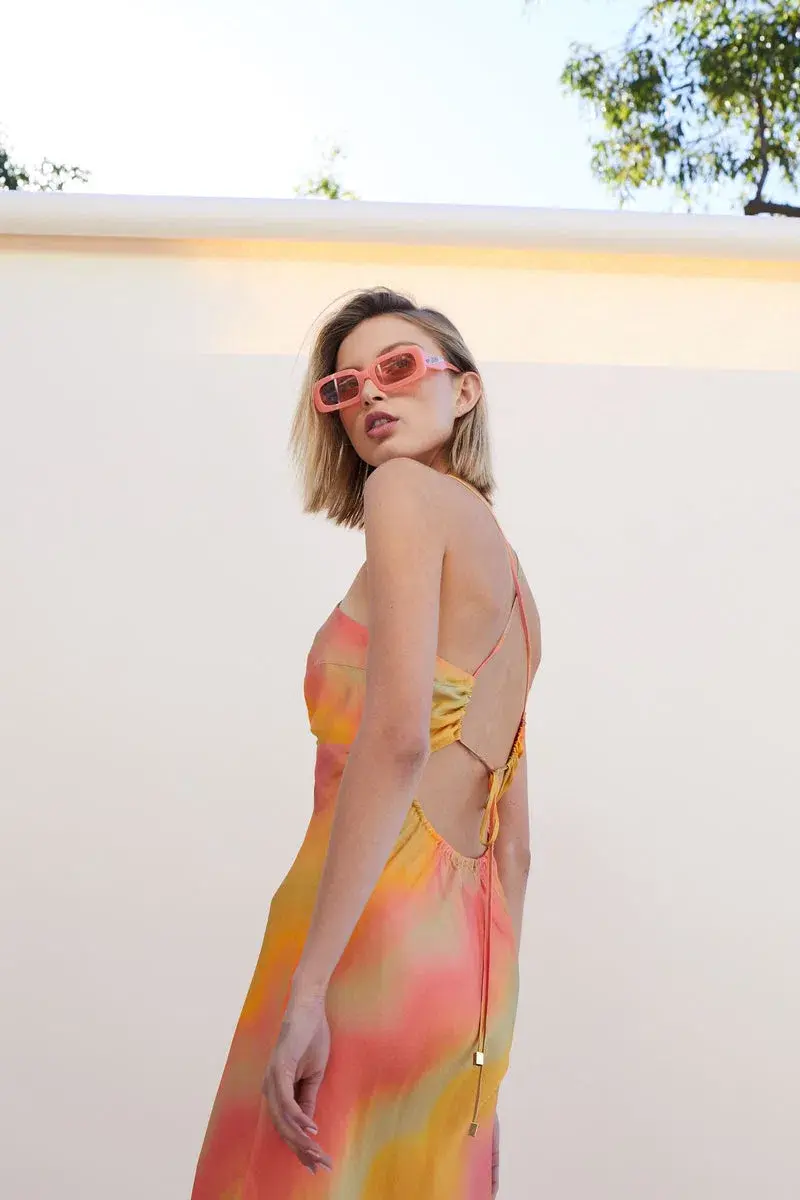 Suboo Sundown Twist Front Slip Dress Sunset Ombre Size L / Au 12 for rent on The Volte - main image