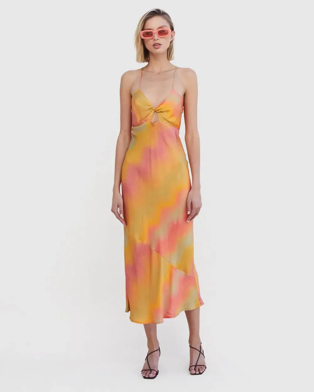 Suboo Sundown Twist Front Slip Dress Sunset Ombre Size L / Au 12 for rent on The Volte - main image