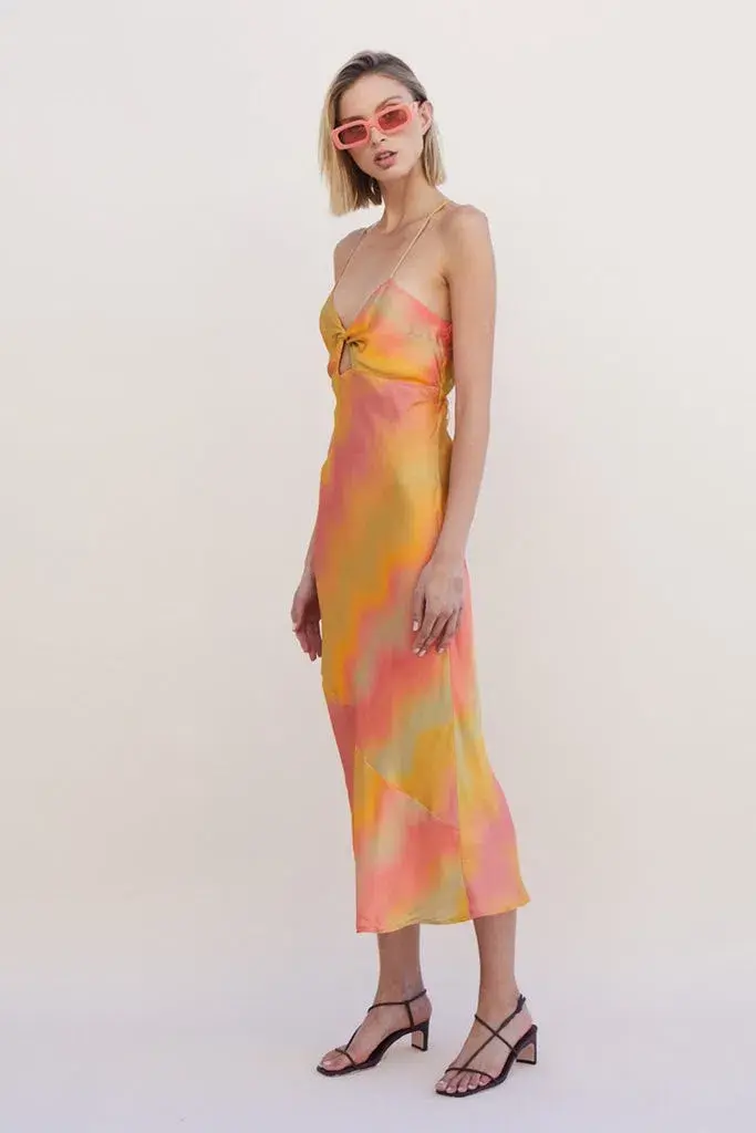 Suboo Sundown Twist Front Slip Dress Sunset Ombre Size L / Au 12 for rent on The Volte - main image