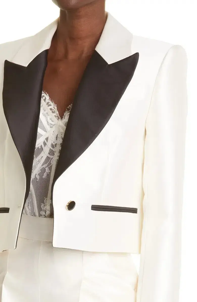 Zimmermann Cropped Tuxedo Jacket Milk Size 1 / Au 10 - Image 2