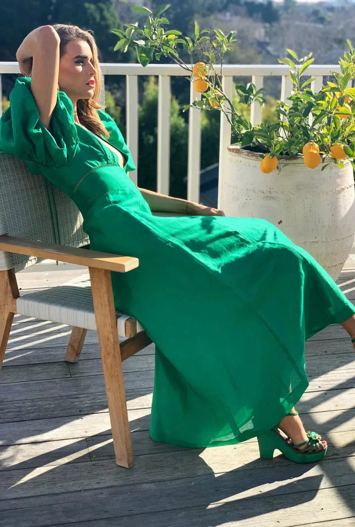 Mackenzie Mode CHRISTMAS DRESS  Etherial Maxi Dress Green Size 10 - Image 3