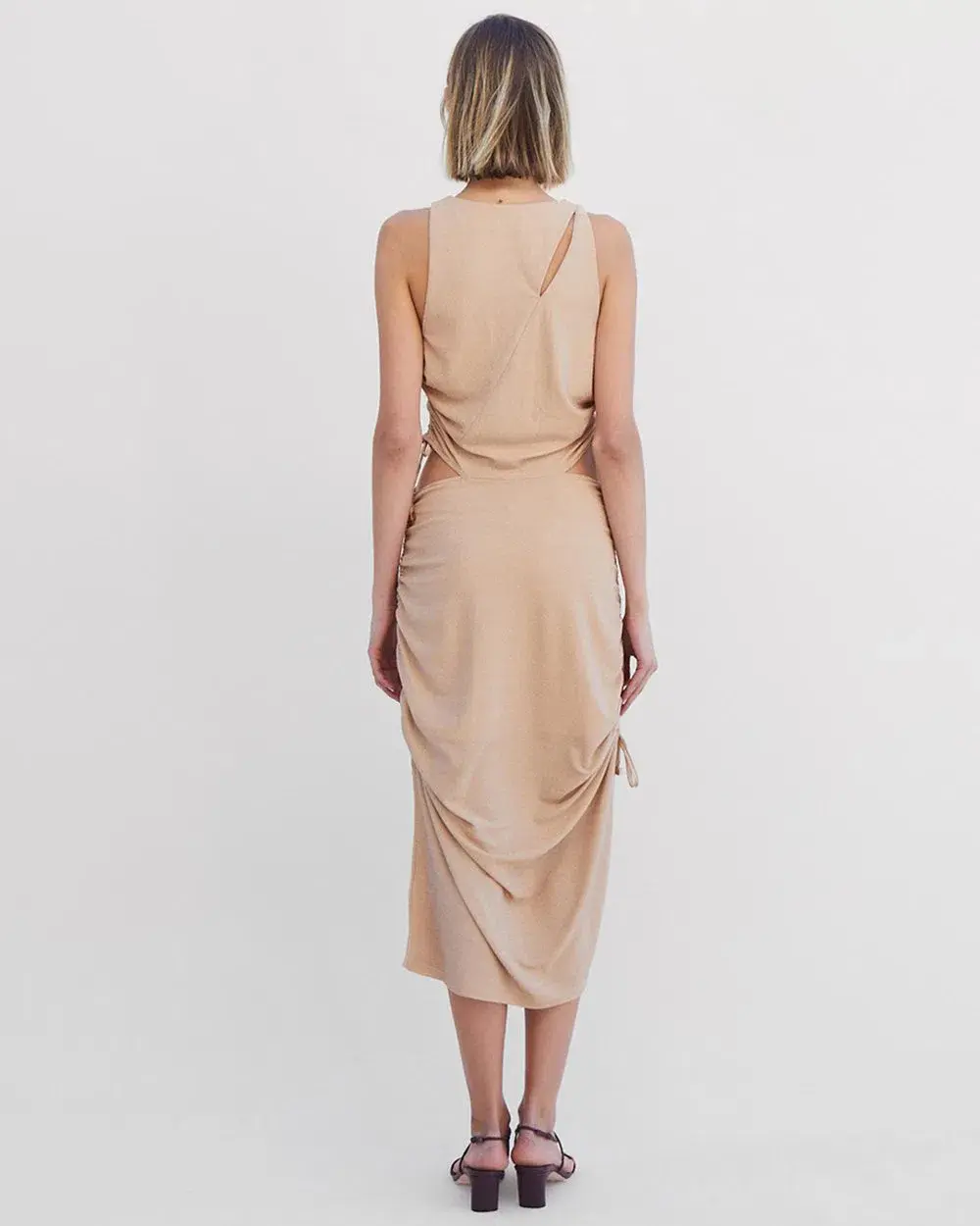 Suboo The Liz Rouched Midi Tank Dress Gold Size XS / Au 6 - Image 3