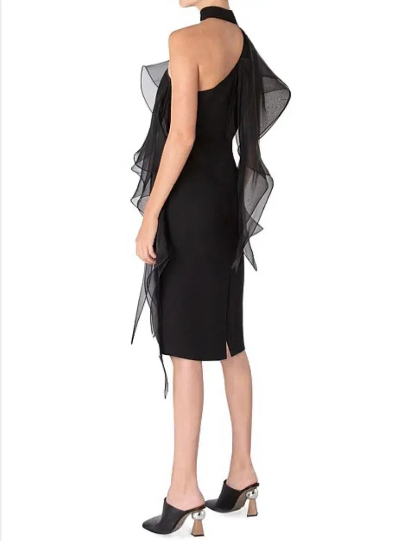 Carla Zampatti Perfect Asymmetry Sheath Dress Black Size 8 - Image 2