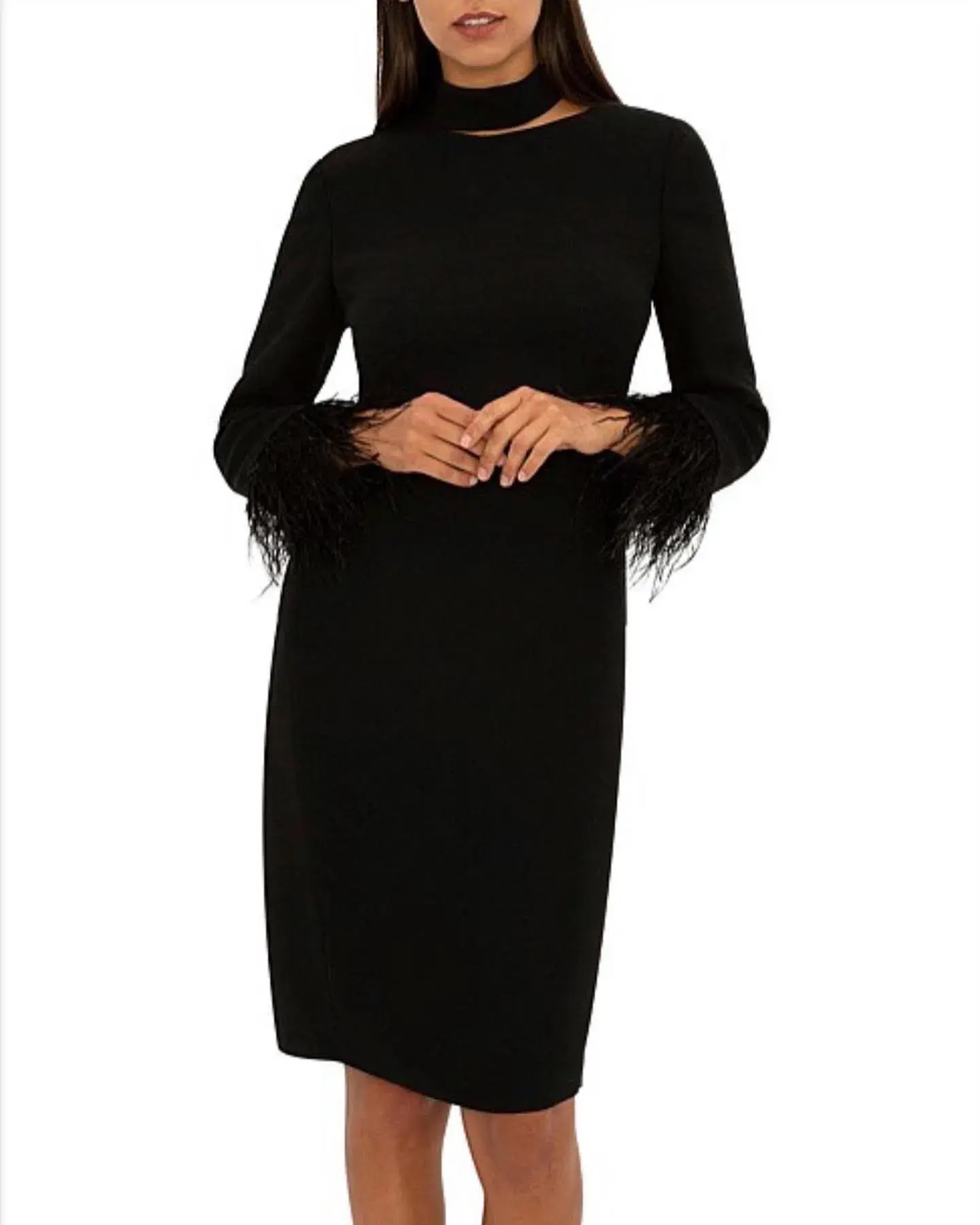 Carla Zampatti Feather Cocktail Dress Black Size 4 - Image 2