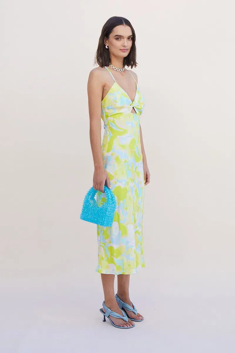 Suboo Kaleidoscope Twist Front Slip Dress Splash Print Size L / Au 12 for rent on The Volte - main image