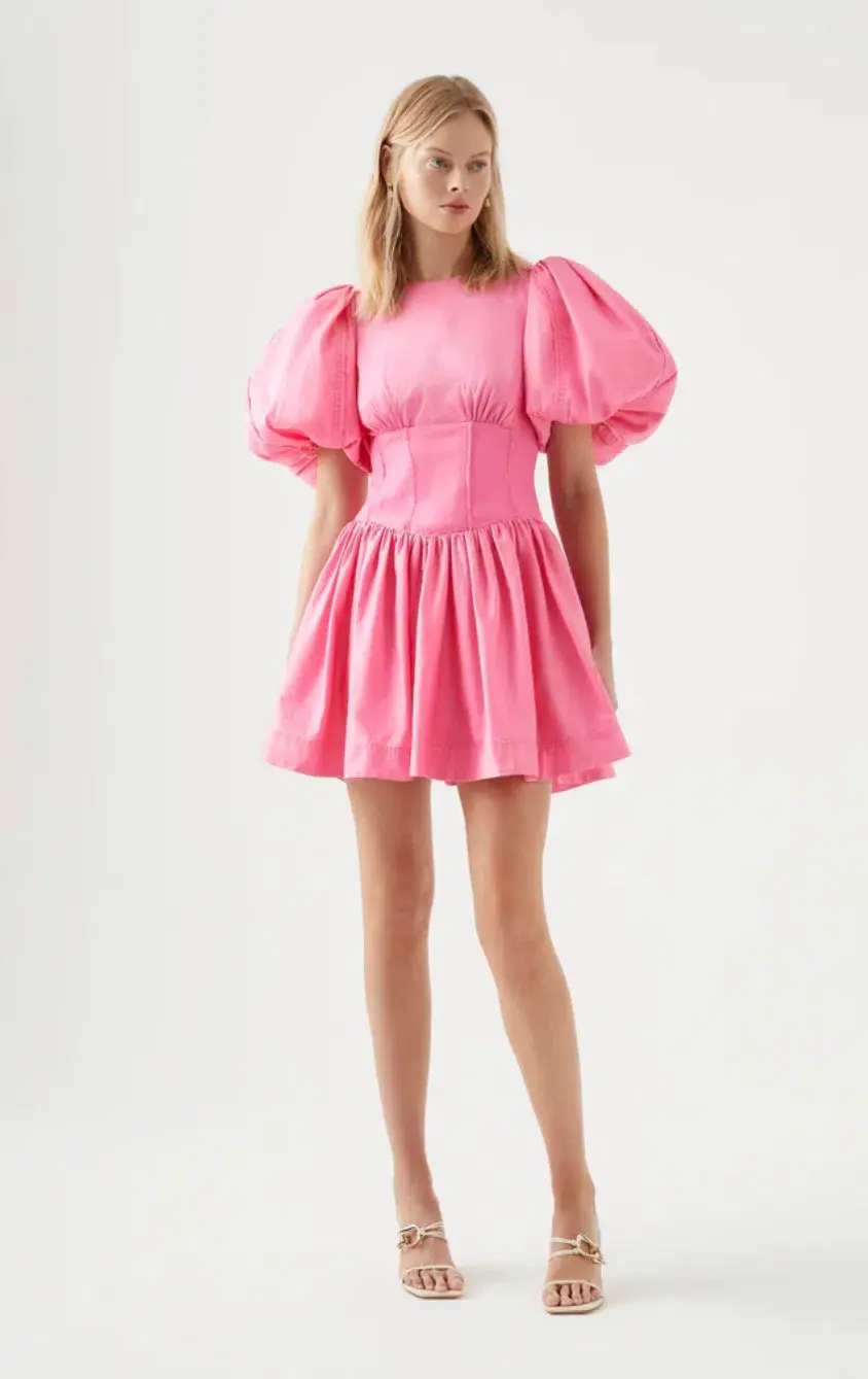 Aje Gianna Puff Sleeve Mini Dress Pink Size AU 12 - Image 1