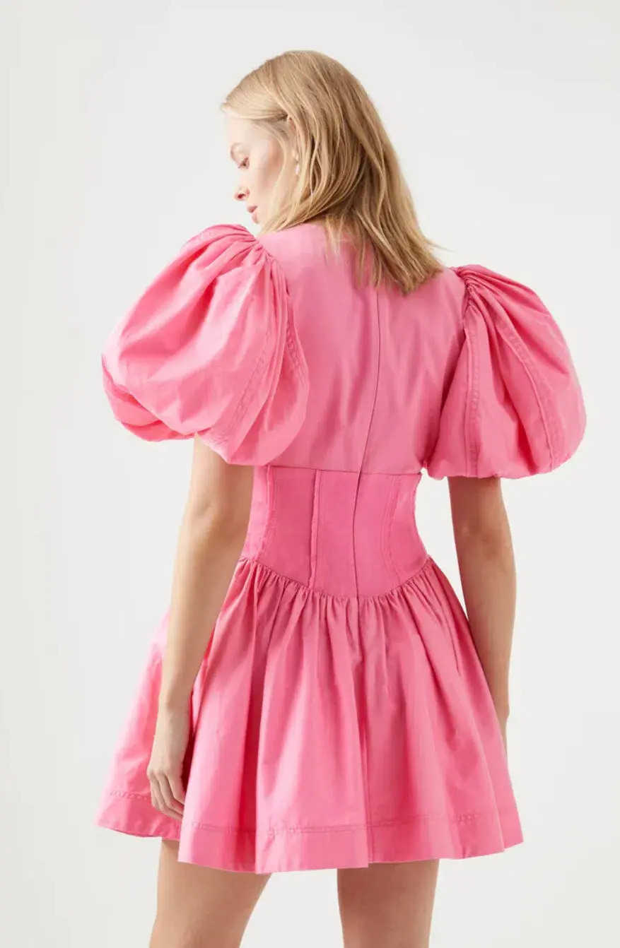 Aje Gianna Puff Sleeve Mini Dress Pink Size AU 12 - Image 2