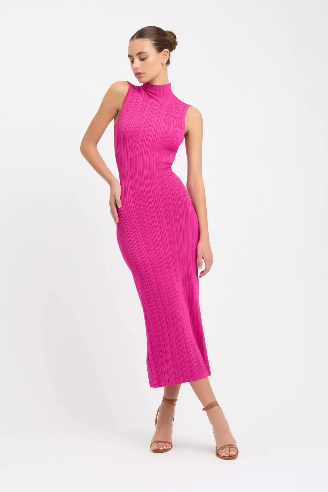 Kookai Raisa Funnel Midi Dress Pink Size 0/ Au 6 - Image 1