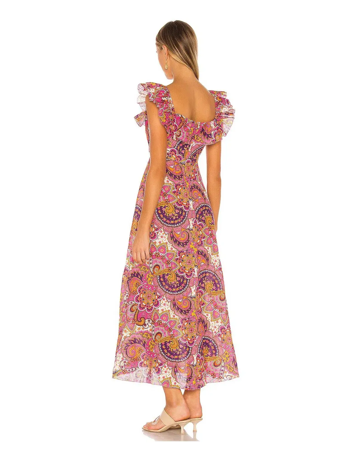 Zimmermann Fiesta Ruffle Midi Dress Print Size 12 - Image 3