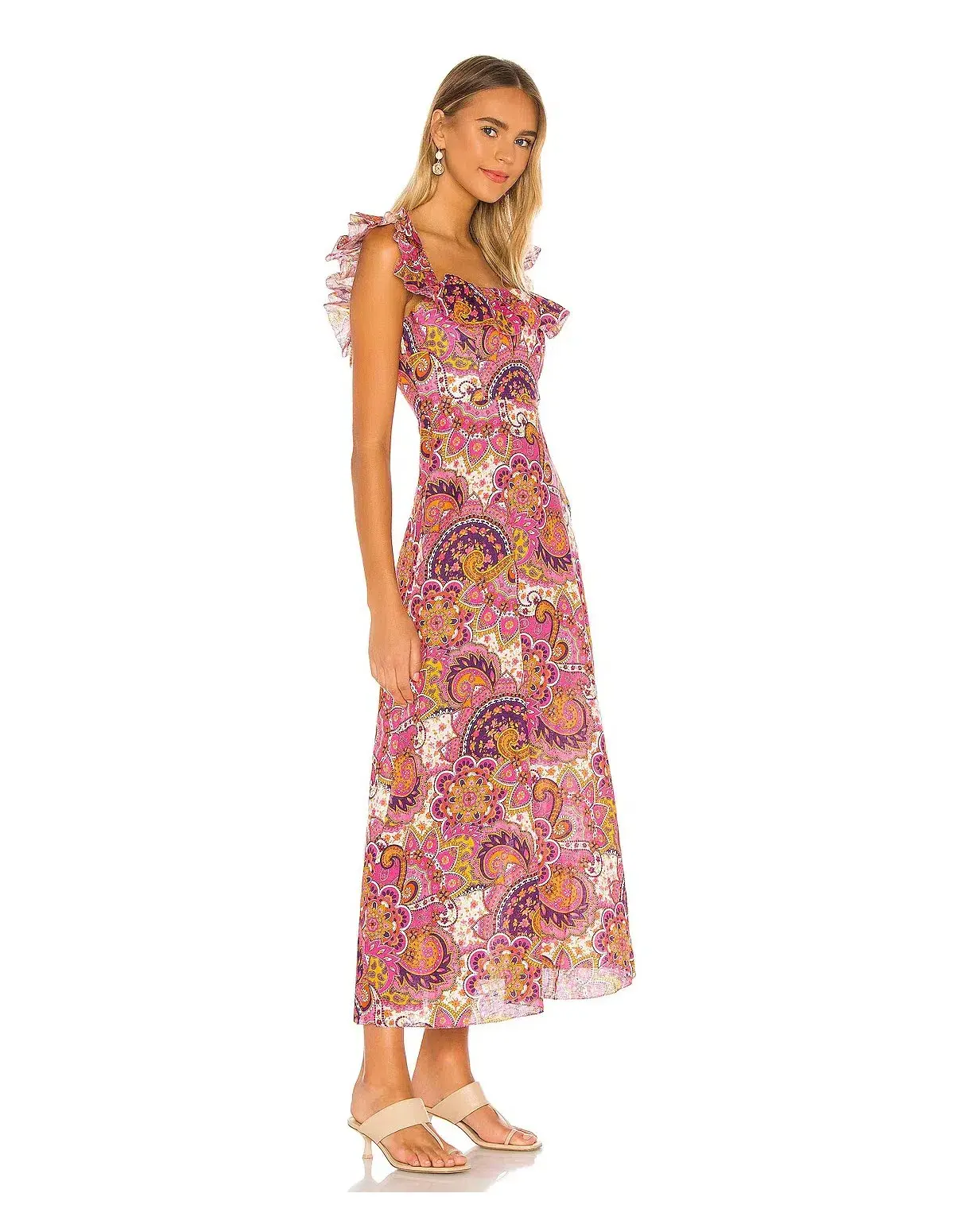 Zimmermann Fiesta Ruffle Midi Dress Print Size 12 - Image 2