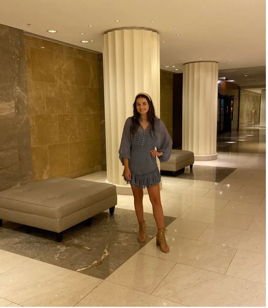 Shona Joy Kayla Button Up Ruched Mini Dress Blue Smoke Size 10  for rent on The Volte - main image