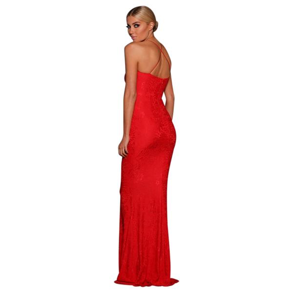 Elle Zeitoune Red Lace Lori Dress size 12 for rent on The Volte - main image